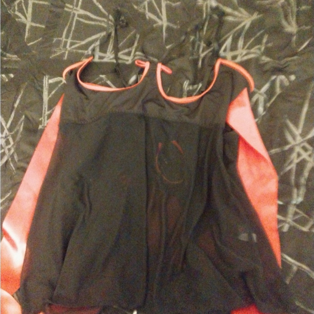 Black and Pink Sleeveless Chemise Tank Top